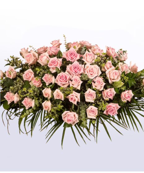 pink roses casket cover