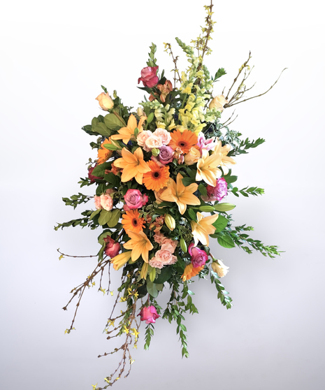 orange and pink standing spray