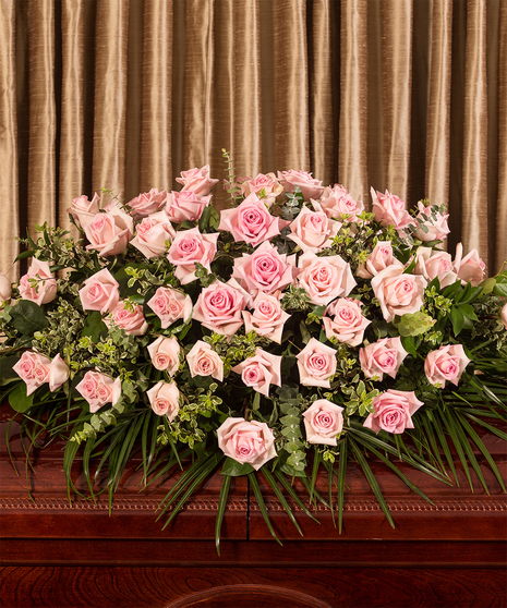 pink roses casket cover
