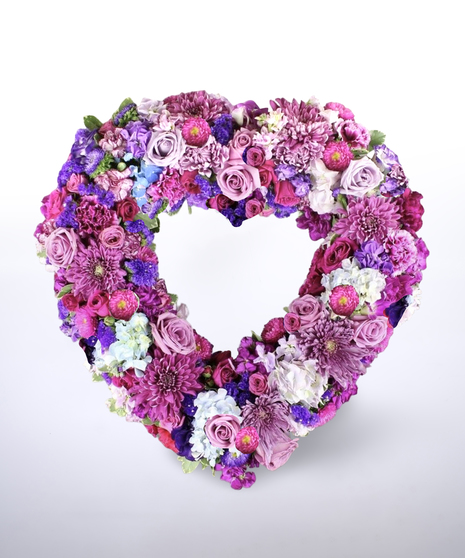 Heart Wreath in Pinks Memorial in Walpole MA - Flowers & More