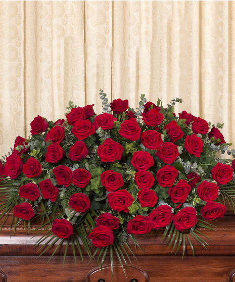 red rose casket cover