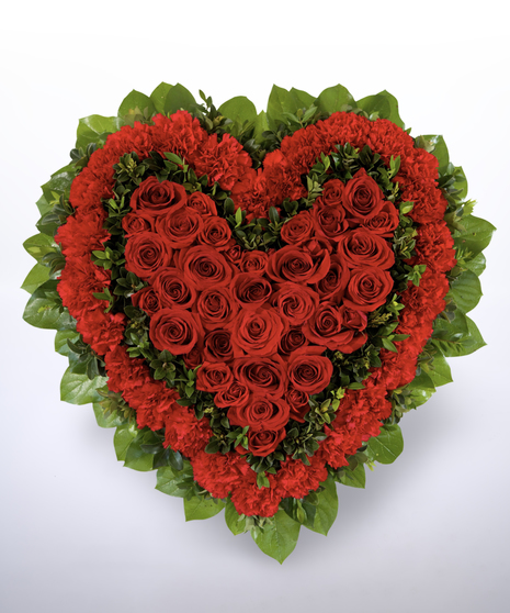 red roses in heart-shape