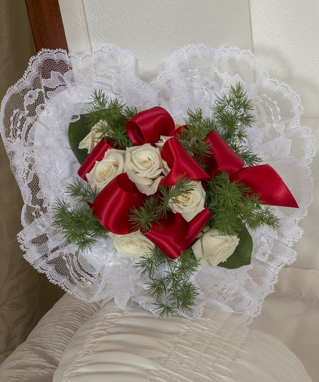 red and white satin heart