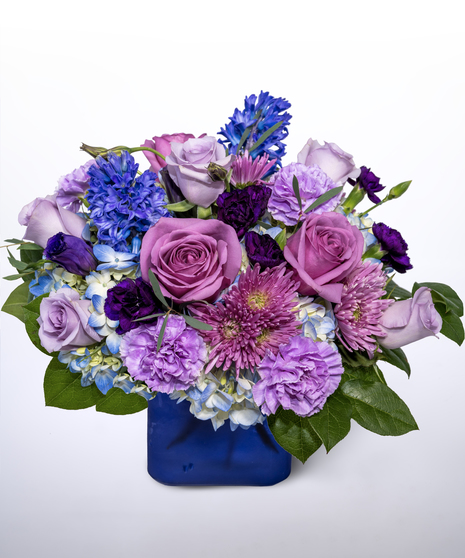 purple and blue flower arrangment