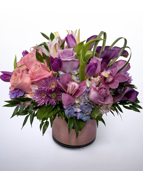 pink and purple floral arrangement