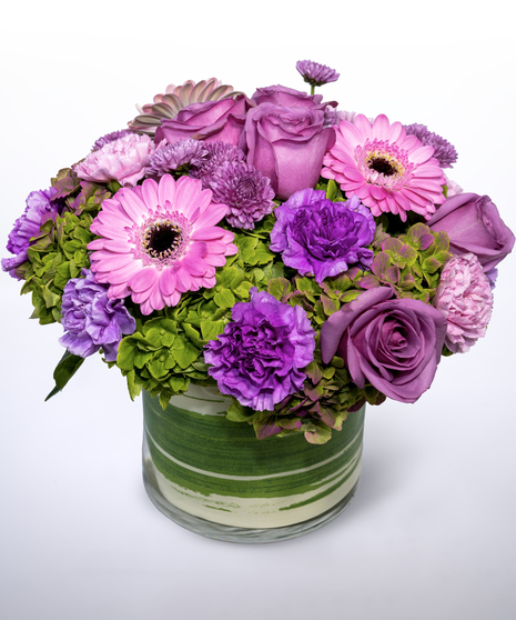 lavender and pink floral arrangement